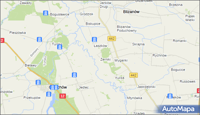 mapa Żerniki gmina Blizanów, Żerniki gmina Blizanów na mapie Targeo
