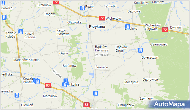 mapa Żeroniczki, Żeroniczki na mapie Targeo