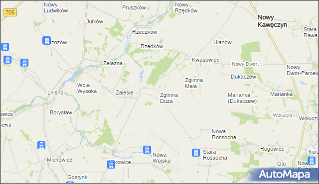 mapa Zglinna Duża, Zglinna Duża na mapie Targeo