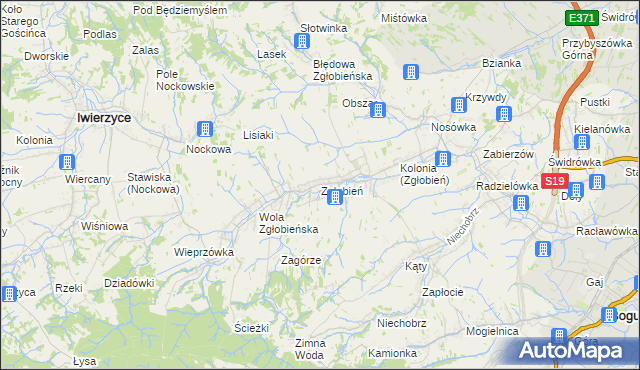 mapa Zgłobień, Zgłobień na mapie Targeo