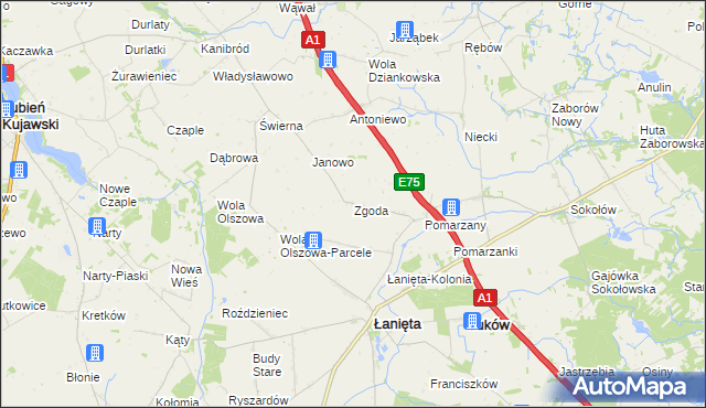 mapa Zgoda gmina Łanięta, Zgoda gmina Łanięta na mapie Targeo