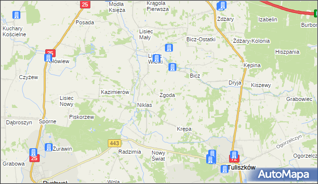 mapa Zgoda gmina Stare Miasto, Zgoda gmina Stare Miasto na mapie Targeo