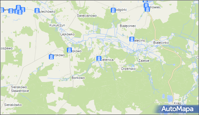 mapa Zielenica gmina Malechowo, Zielenica gmina Malechowo na mapie Targeo