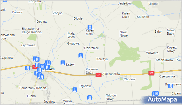 mapa Zieleniec gmina Chodów, Zieleniec gmina Chodów na mapie Targeo
