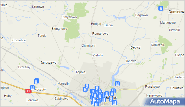 mapa Zielniki, Zielniki na mapie Targeo