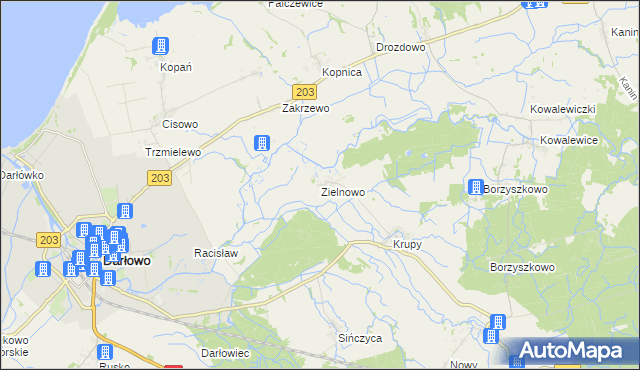mapa Zielnowo gmina Darłowo, Zielnowo gmina Darłowo na mapie Targeo