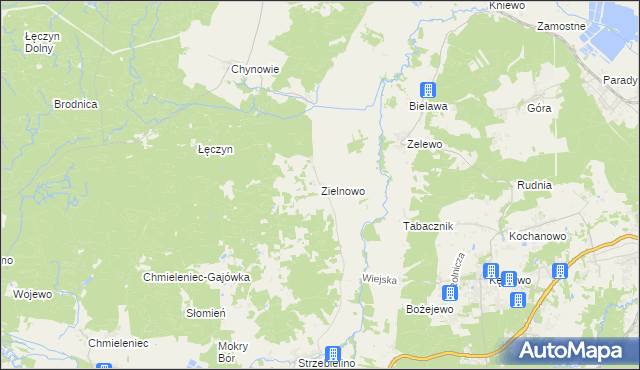 mapa Zielnowo gmina Luzino, Zielnowo gmina Luzino na mapie Targeo