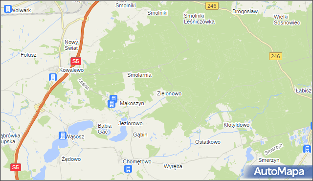 mapa Zielonowo gmina Szubin, Zielonowo gmina Szubin na mapie Targeo