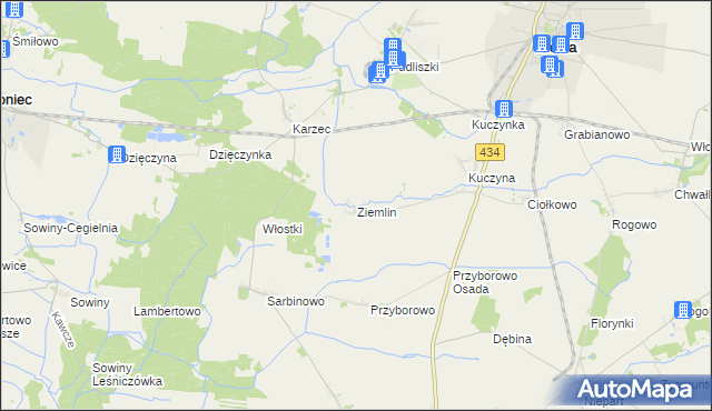 mapa Ziemlin, Ziemlin na mapie Targeo