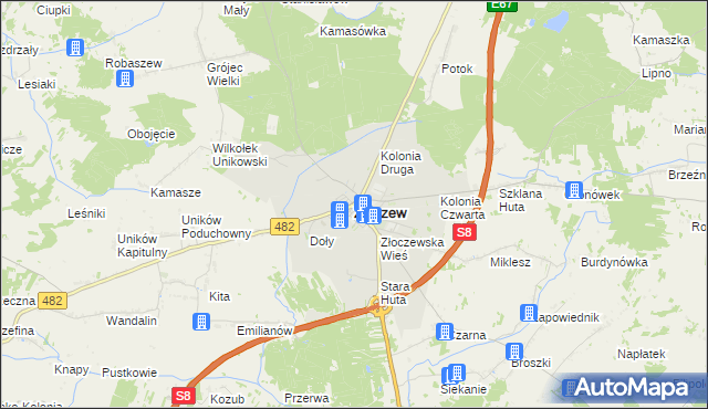 mapa Złoczew, Złoczew na mapie Targeo