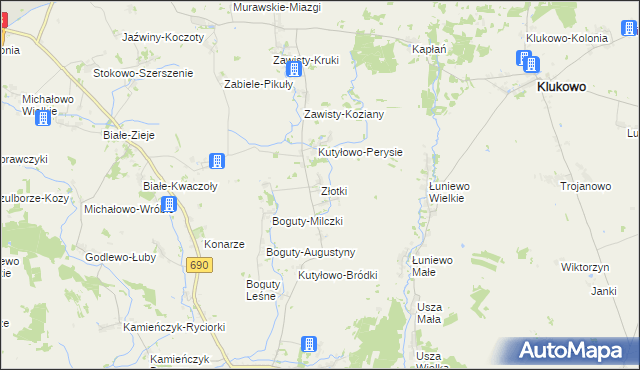 mapa Złotki gmina Boguty-Pianki, Złotki gmina Boguty-Pianki na mapie Targeo