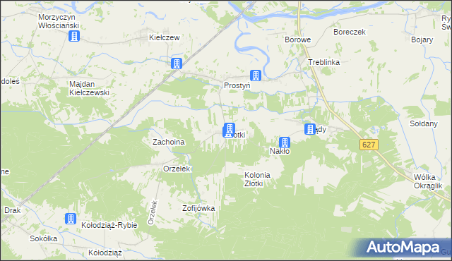 mapa Złotki gmina Sadowne, Złotki gmina Sadowne na mapie Targeo