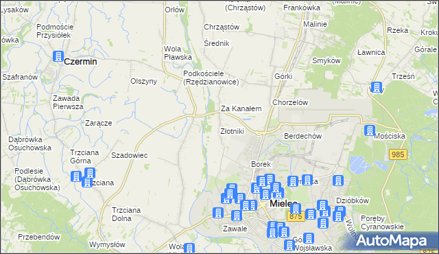 mapa Złotniki gmina Mielec, Złotniki gmina Mielec na mapie Targeo