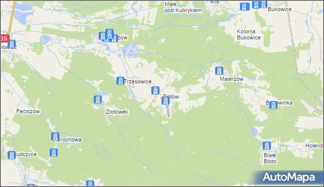 mapa Złotów gmina Zawonia, Złotów gmina Zawonia na mapie Targeo