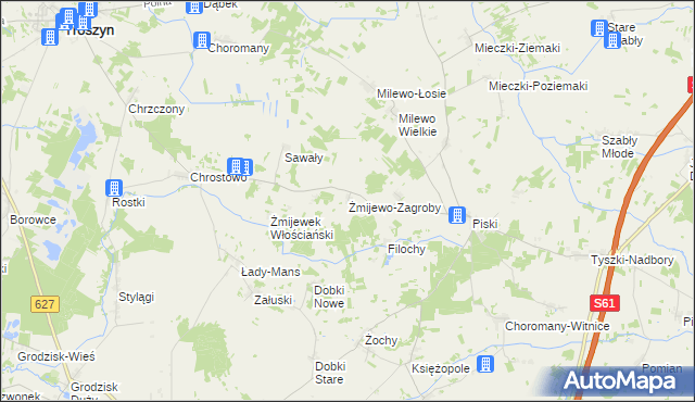 mapa Żmijewo-Zagroby, Żmijewo-Zagroby na mapie Targeo