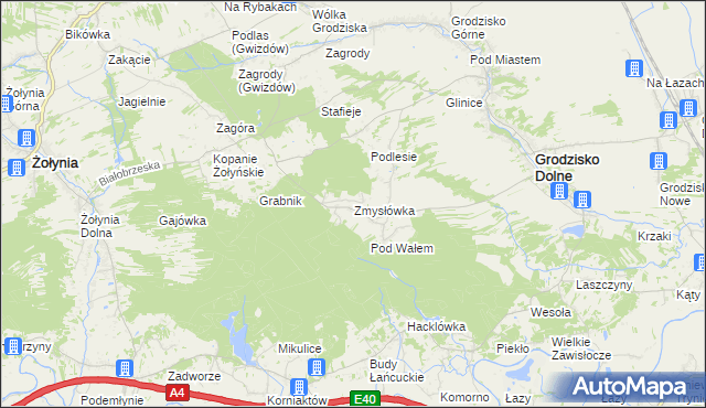 mapa Zmysłówka gmina Grodzisko Dolne, Zmysłówka gmina Grodzisko Dolne na mapie Targeo