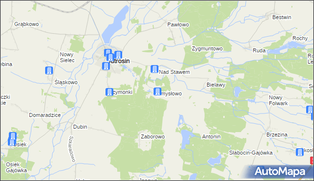 mapa Zmysłowo gmina Jutrosin, Zmysłowo gmina Jutrosin na mapie Targeo