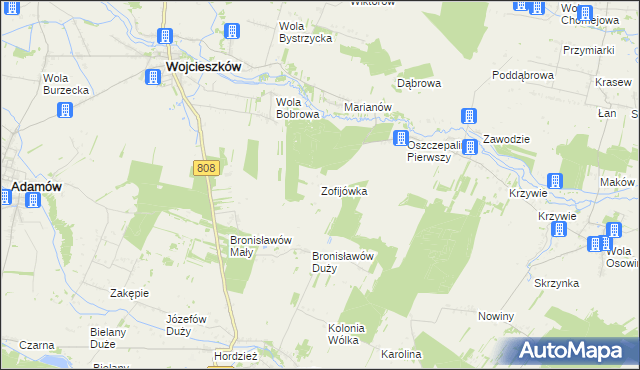 mapa Zofijówka gmina Wojcieszków, Zofijówka gmina Wojcieszków na mapie Targeo