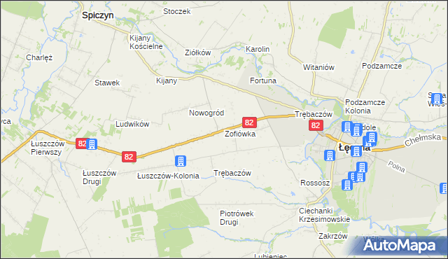 mapa Zofiówka gmina Łęczna, Zofiówka gmina Łęczna na mapie Targeo