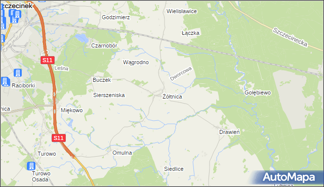 mapa Żółtnica, Żółtnica na mapie Targeo