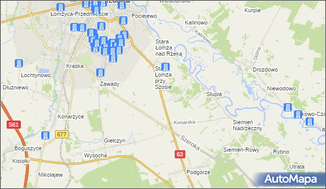 mapa Zosin gmina Łomża, Zosin gmina Łomża na mapie Targeo