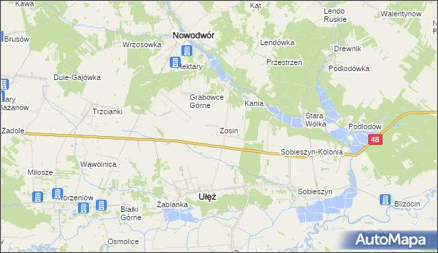 mapa Zosin gmina Ułęż, Zosin gmina Ułęż na mapie Targeo