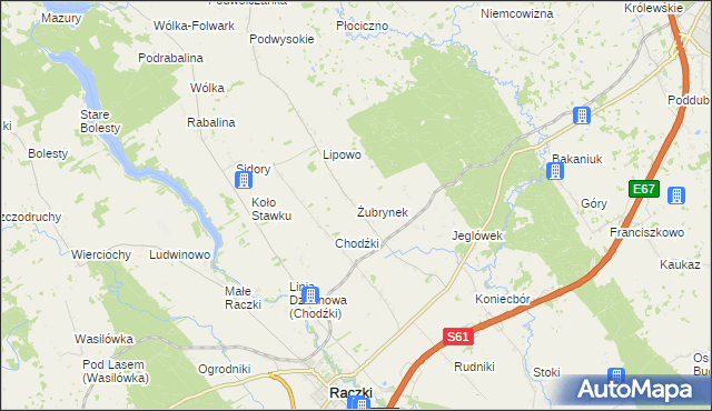 mapa Żubrynek, Żubrynek na mapie Targeo