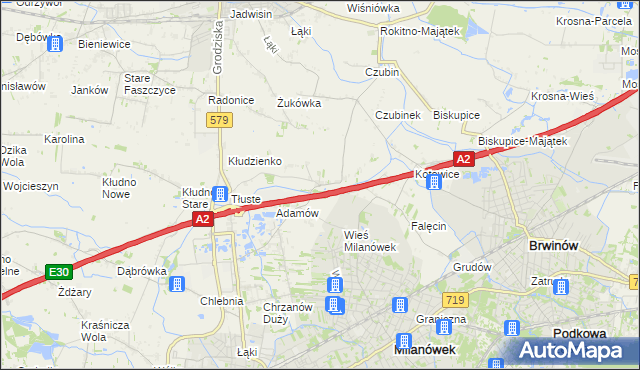 mapa Żuków gmina Grodzisk Mazowiecki, Żuków gmina Grodzisk Mazowiecki na mapie Targeo