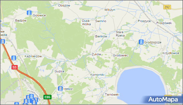 mapa Żuków gmina Polkowice, Żuków gmina Polkowice na mapie Targeo