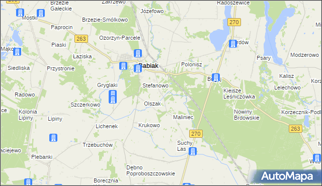 mapa Żurawieniec gmina Babiak, Żurawieniec gmina Babiak na mapie Targeo