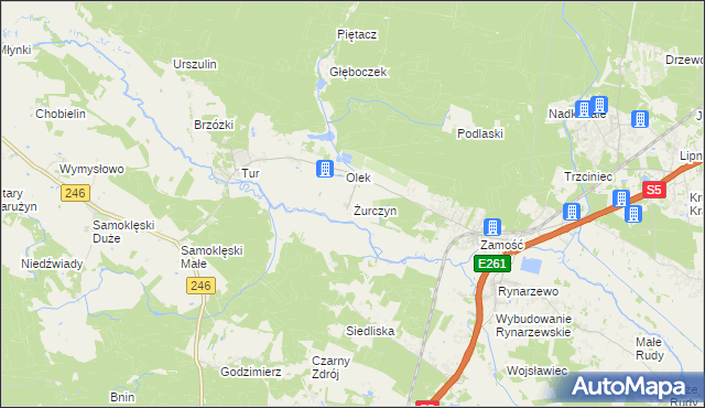 mapa Żurczyn, Żurczyn na mapie Targeo