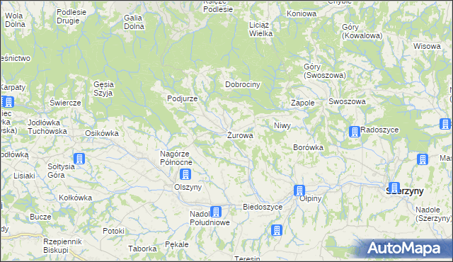 mapa Żurowa, Żurowa na mapie Targeo