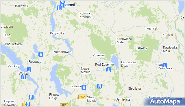 mapa Zusenko, Zusenko na mapie Targeo