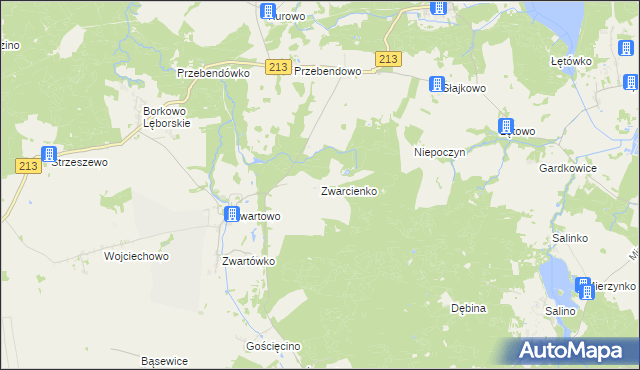 mapa Zwarcienko, Zwarcienko na mapie Targeo