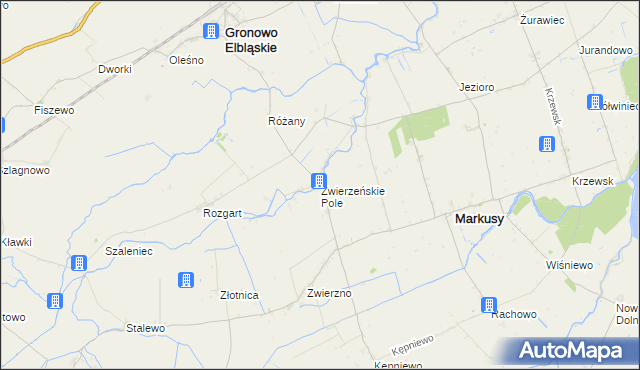 mapa Zwierzeńskie Pole, Zwierzeńskie Pole na mapie Targeo