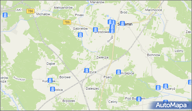 mapa Zwlecza, Zwlecza na mapie Targeo