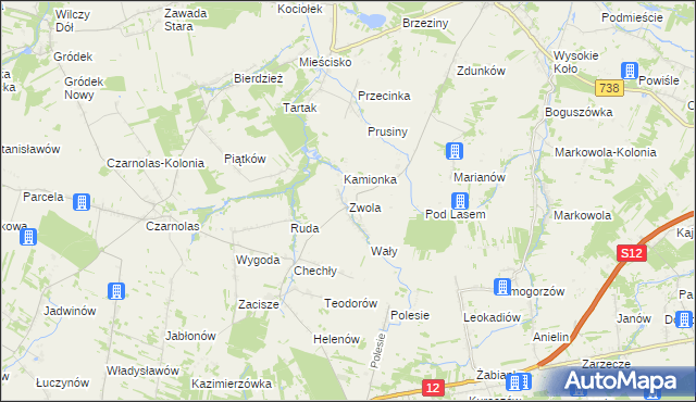 mapa Zwola gmina Gniewoszów, Zwola gmina Gniewoszów na mapie Targeo