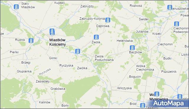 mapa Zwola Poduchowna, Zwola Poduchowna na mapie Targeo