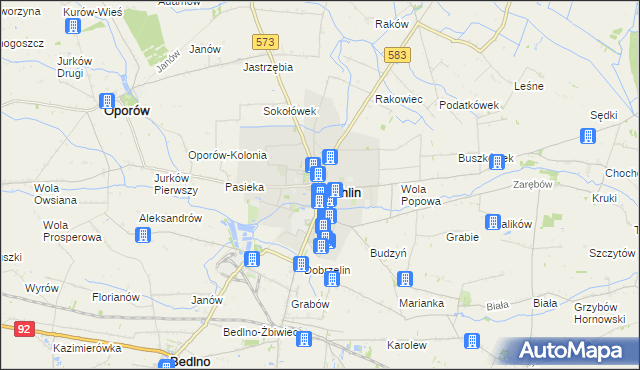 mapa Żychlin powiat kutnowski, Żychlin powiat kutnowski na mapie Targeo