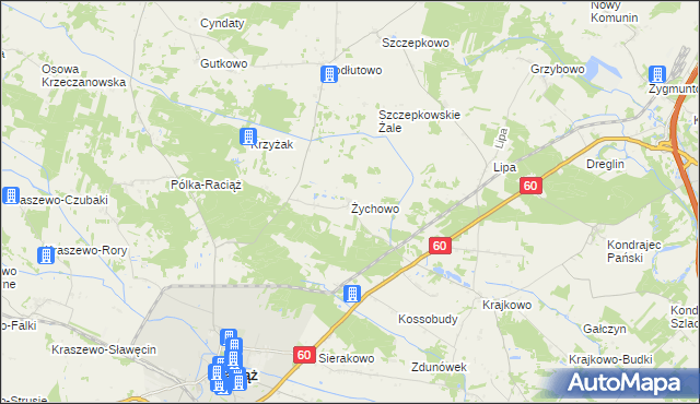 mapa Żychowo, Żychowo na mapie Targeo