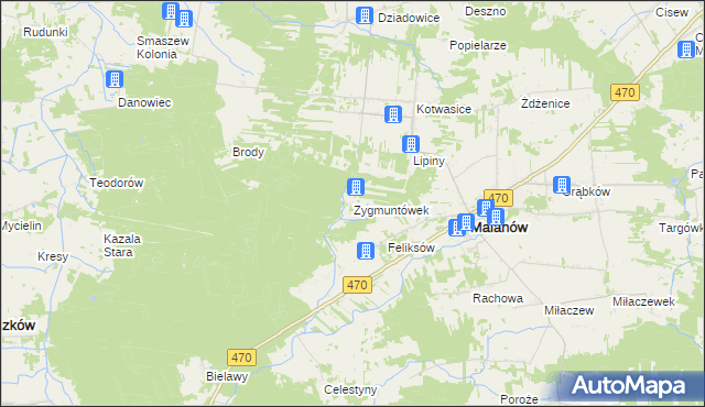 mapa Zygmuntówek gmina Malanów, Zygmuntówek gmina Malanów na mapie Targeo