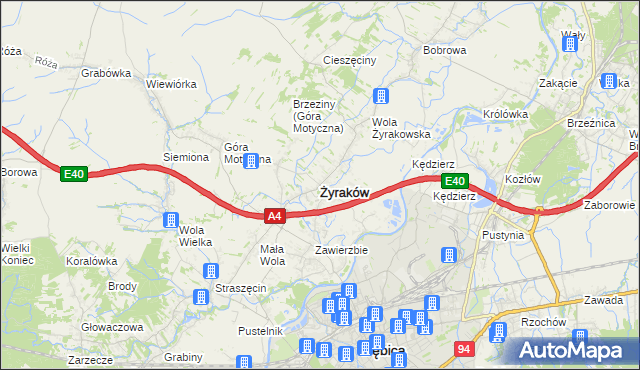 mapa Żyraków, Żyraków na mapie Targeo