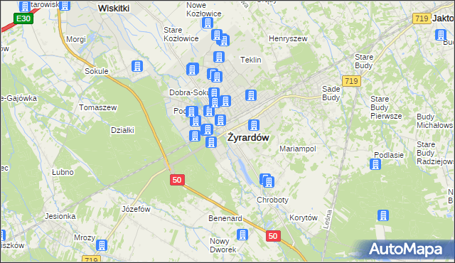 mapa Żyrardów, Żyrardów na mapie Targeo