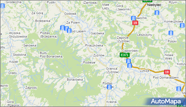 mapa Żyznów gmina Strzyżów, Żyznów gmina Strzyżów na mapie Targeo