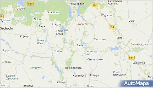 mapa Babiak gmina Golub-Dobrzyń, Babiak gmina Golub-Dobrzyń na mapie Targeo