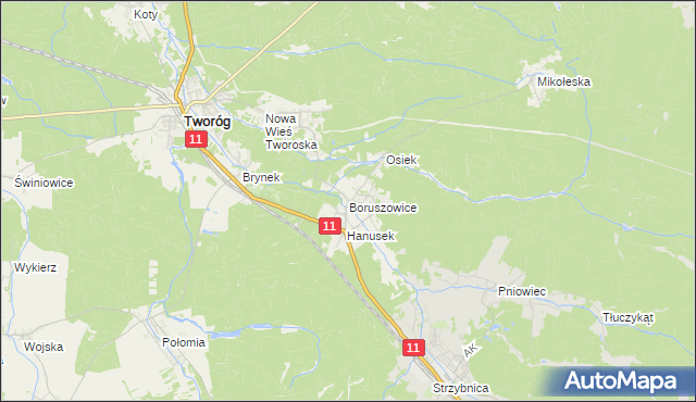 mapa Boruszowice, Boruszowice na mapie Targeo