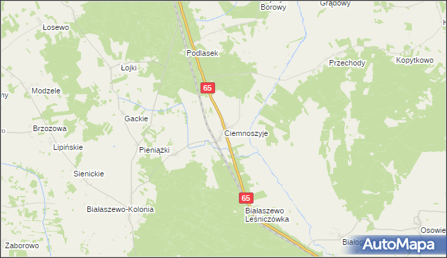 mapa Ciemnoszyje, Ciemnoszyje na mapie Targeo