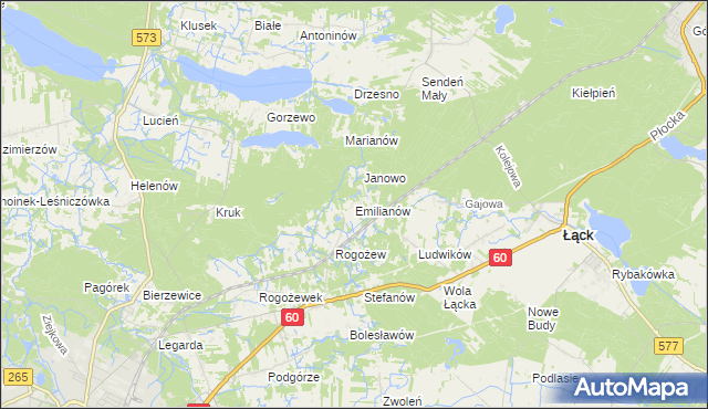 mapa Emilianów gmina Gostynin, Emilianów gmina Gostynin na mapie Targeo