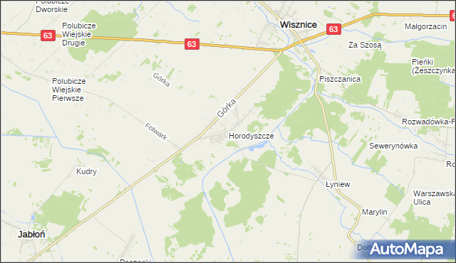 mapa Horodyszcze gmina Wisznice, Horodyszcze gmina Wisznice na mapie Targeo