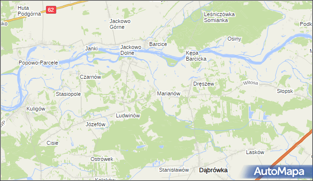 mapa Marianów gmina Dąbrówka, Marianów gmina Dąbrówka na mapie Targeo